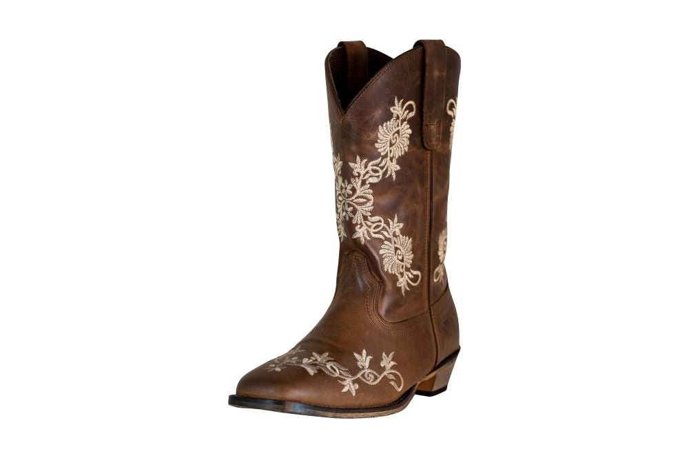 WOMENS COWGIRL Cowboy Square Toe Leather Western Embroidered BOOTS