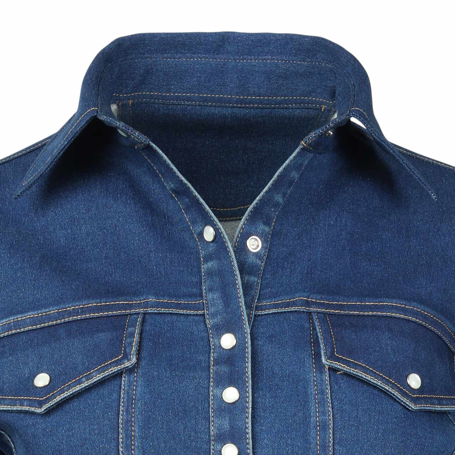  TuffRider Stone Washed Western Stretch Denim Shirt With Pearl Snaps - Breeches.com