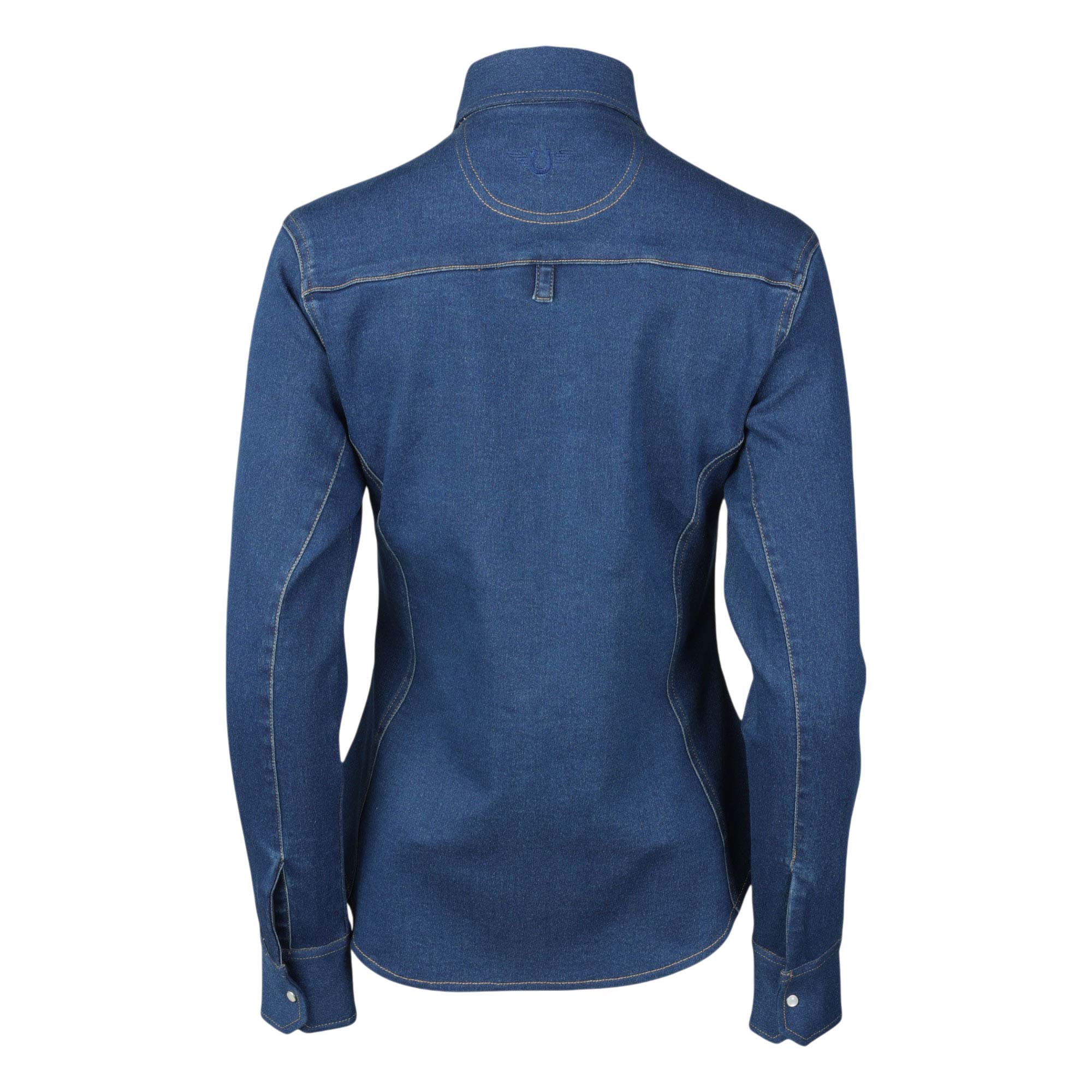  TuffRider Stone Washed Western Stretch Denim Shirt With Pearl Snaps - Breeches.com