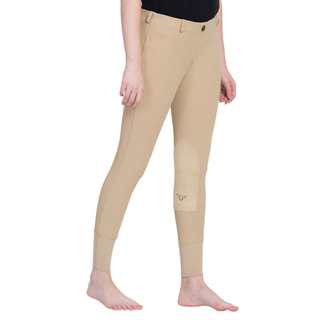 TuffRider Ladies Ribb Lowrise Pull-On Knee Patch Breeches