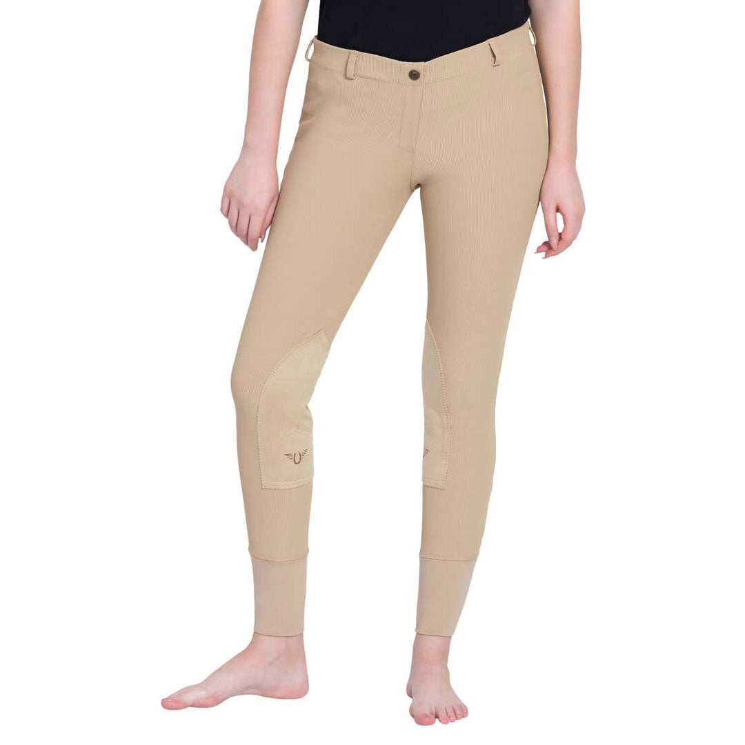 TuffRider Ladies Ribb Lowrise Pull-On Knee Patch Breeches