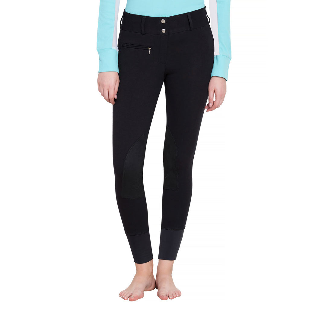 TuffRider Ladies Ribb Lowrise Wide Waistband Knee Patch Breeches