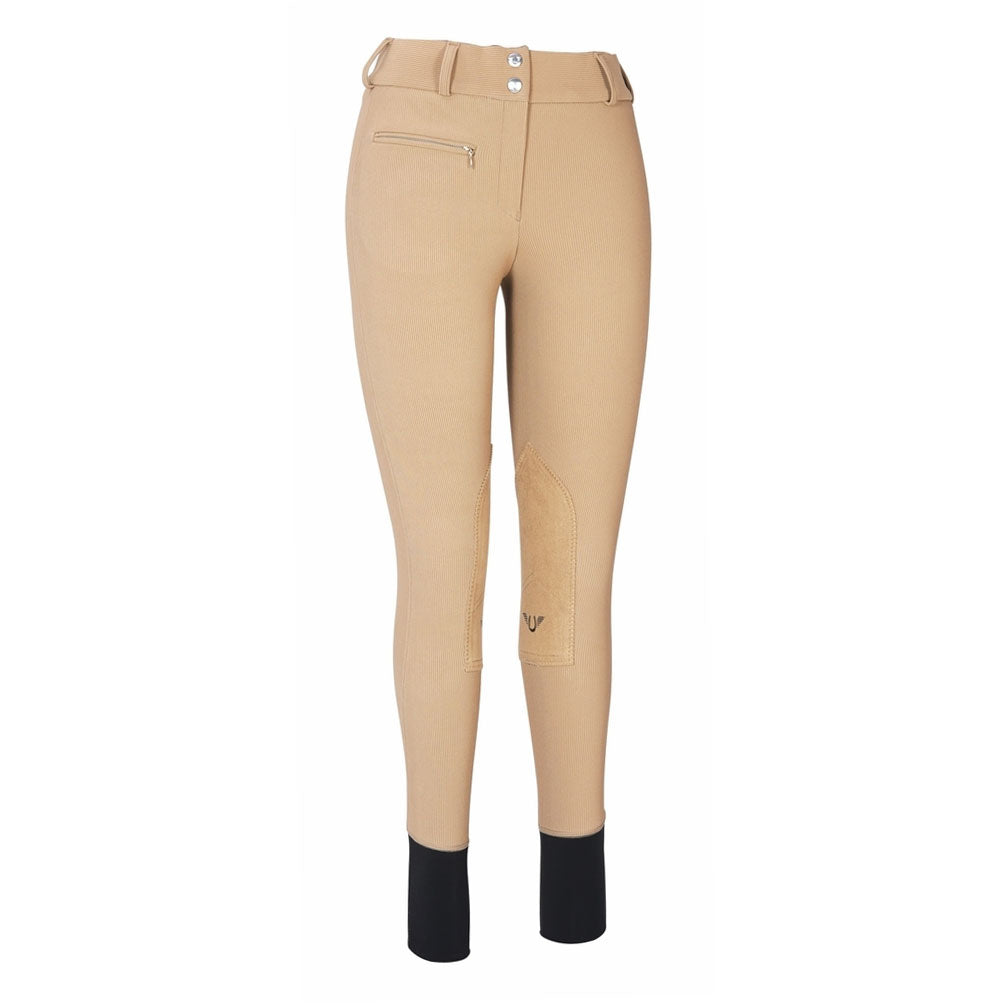 TuffRider Ladies Ribb Lowrise Wide Waistband Knee Patch Breeches