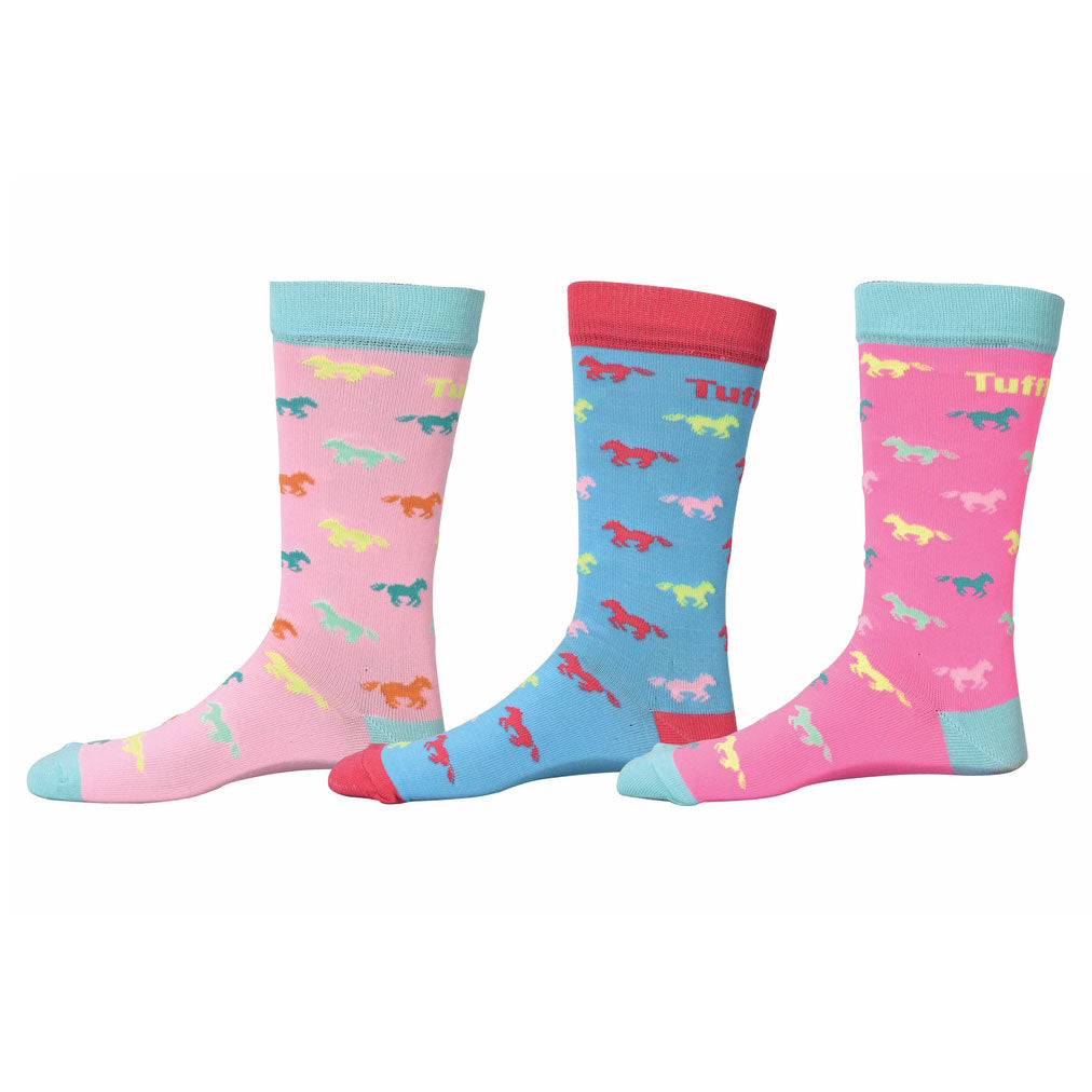 TuffRider Neon Pony Kids Socks - 3 Pack