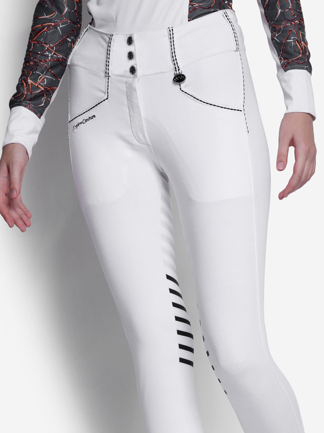 Equine Couture Saddle Stitch Extended Knee Patch Ladies Breeches