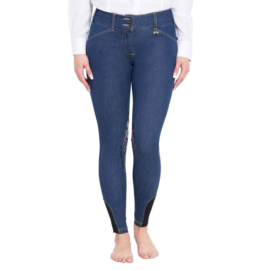 Equine Couture Ladies Calabasas Printed Silicone Patch Denim Breeches