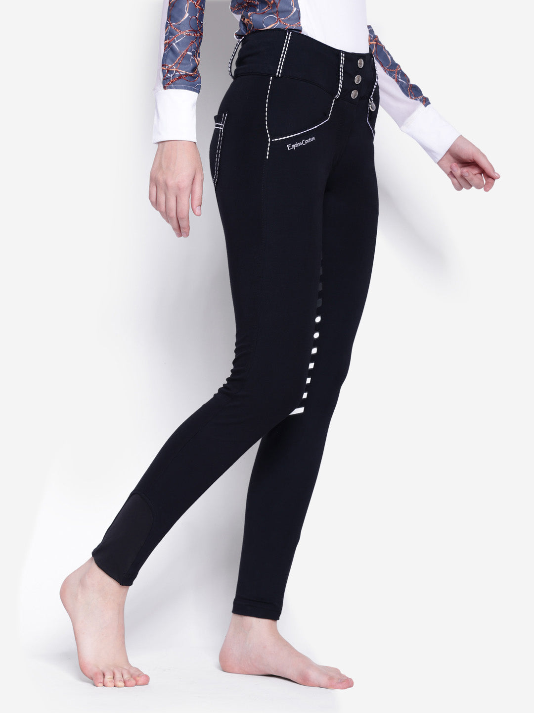 Equine Couture Saddle Stitch Extended Knee Patch Ladies Breeches