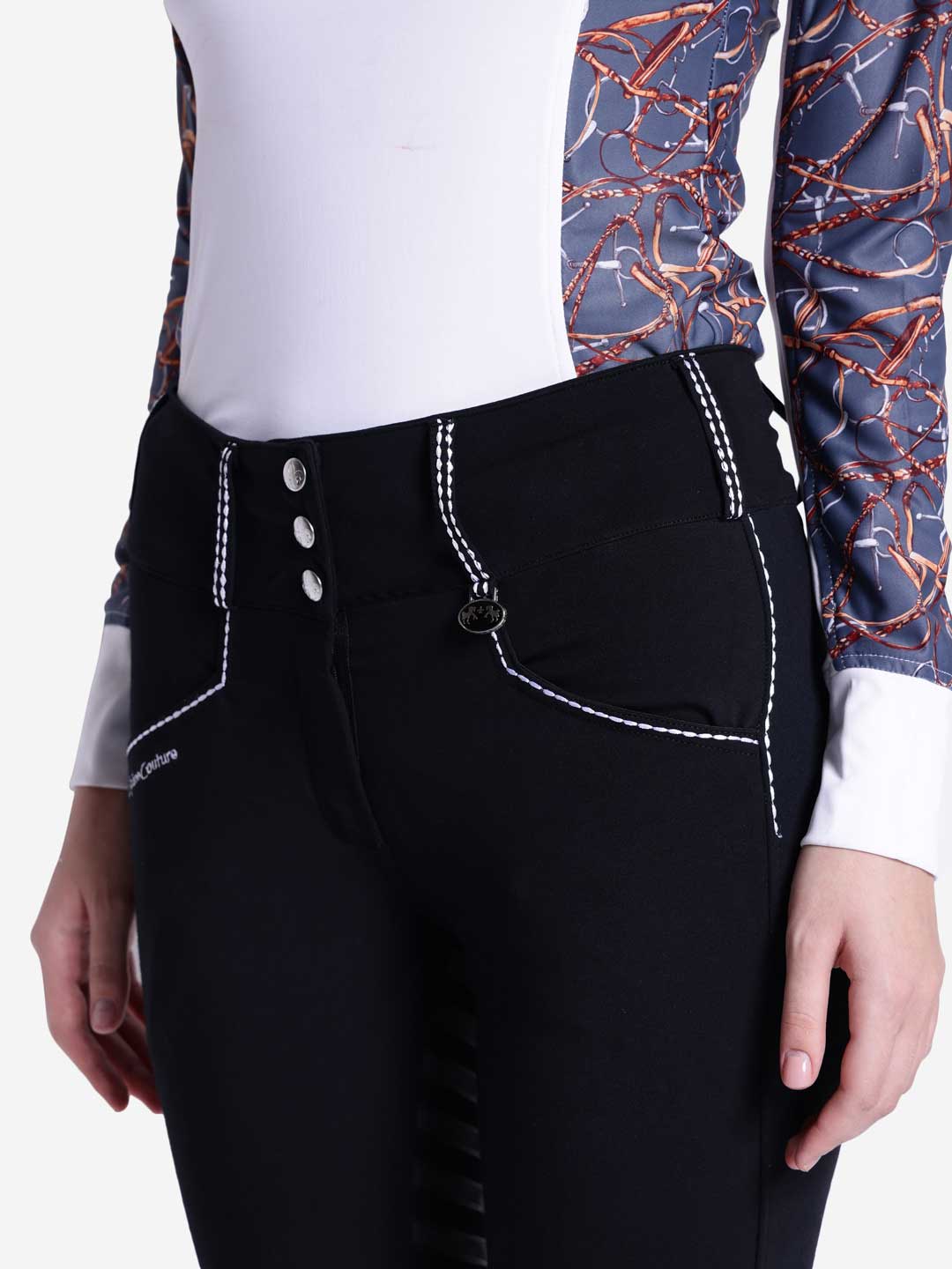 Equine Couture Saddle Stitch Extended Knee Patch Ladies Breeches