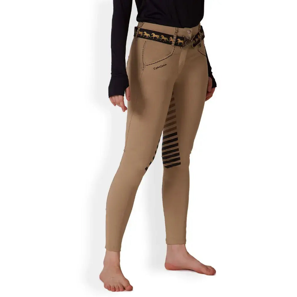 Equine Couture Saddle Stitch Extended Knee Patch Ladies Breeches