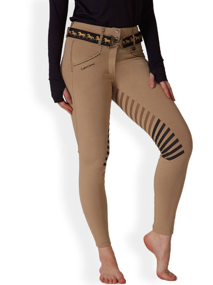 Equine Couture Saddle Stitch Extended Knee Patch Ladies Breeches