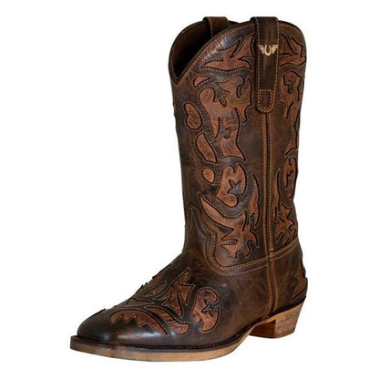 TuffRider Women Jackson Embroidered Leather Square Toe Western Boots