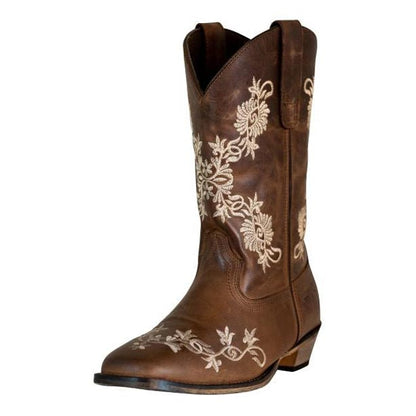 TuffRider Women Mormon Embroidered Leather Square Toe Western Boots