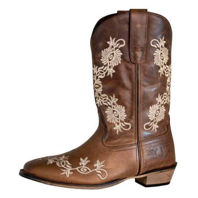 TuffRider Women Mormon Embroidered Leather Square Toe Western Boots