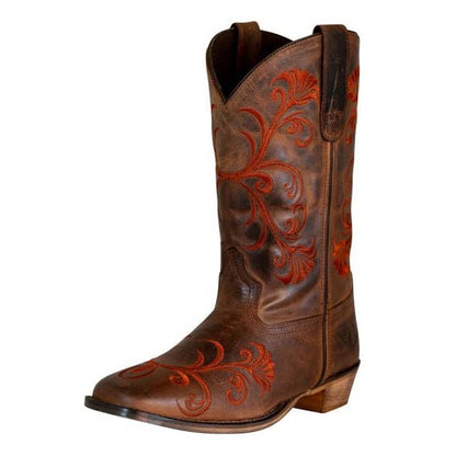 TuffRider Women Signa Floral Embroidered Leather Square Toe Western Boots