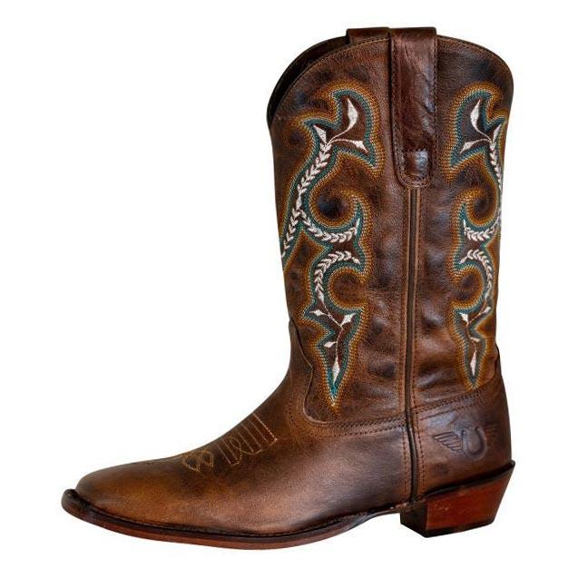 TuffRider Women Jenny Embroidered Leather Square Toe Western Boots