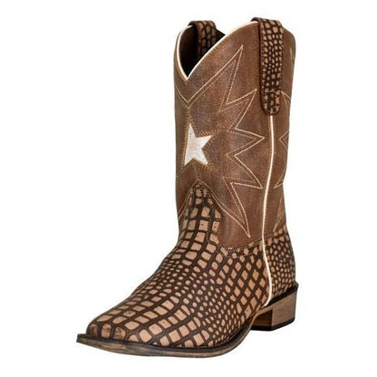 TuffRider Youth Bryce Star Embroidered Printed Square Toe Western Boots