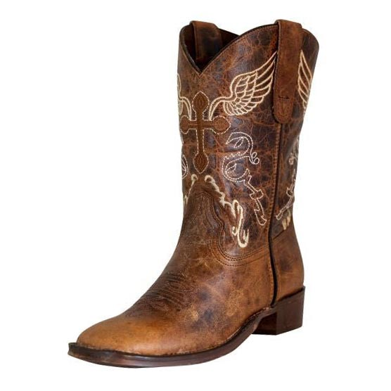 TuffRider Youth Sequoia Cross &amp; Wing Embroidered Square Toe Western Boots