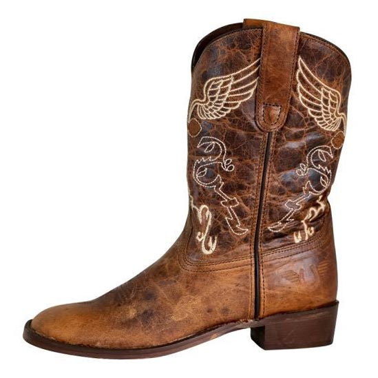 TuffRider Youth Sequoia Cross &amp; Wing Embroidered Square Toe Western Boots