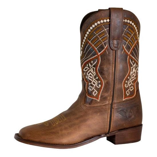 TuffRider Youth Yukon Tricolor Leather Embroidered Square Toe Western Boots