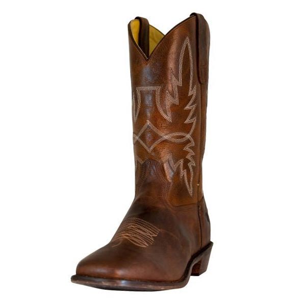 TuffRider Men’s Old Faithful Leather Embroidered Wide Square Toe Western boot