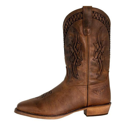 TuffRider Men’s Grand Canyon Leather Embroidered Wide Square Toe Western Boots