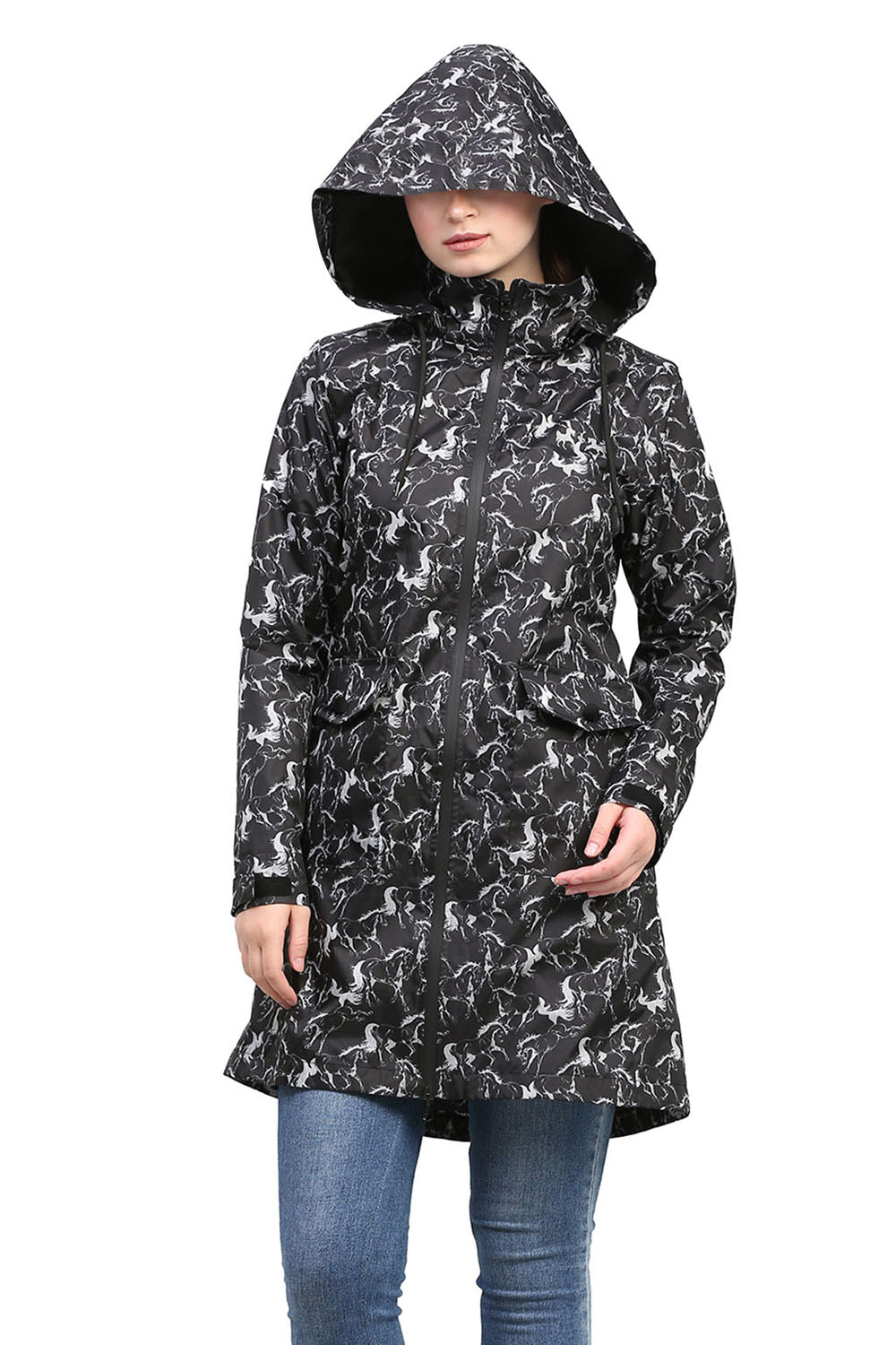 Equine Couture Ladies Linear Horse Rain Full Length Jacket