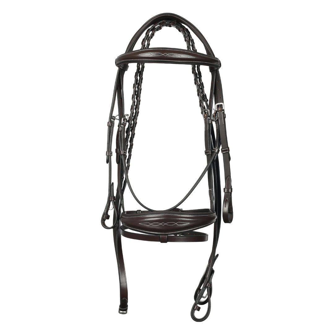 Henri de rivel Jamaika Pro Anatomical Fancy Raised Wide Flash Noseband Bridle with Raised laced reins