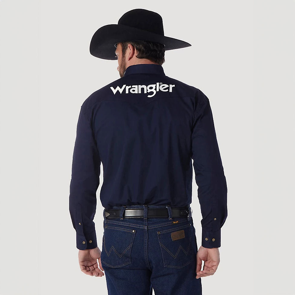 Wrangler® Logo Long Sleeve Shirt- Navy