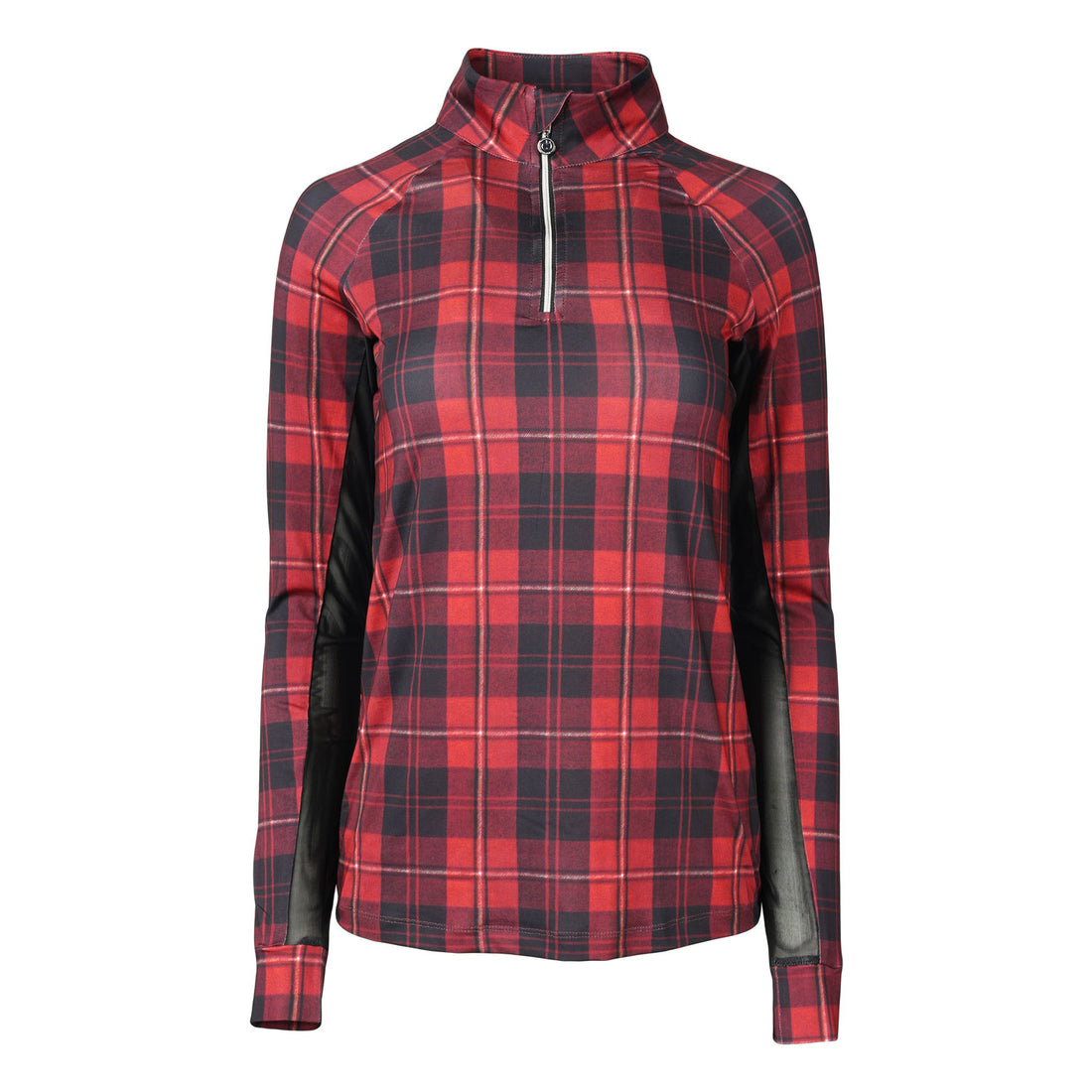 Dapplebay Holiday Plaid 1/4 Zip Light Riding Top-RED-Breeches.com