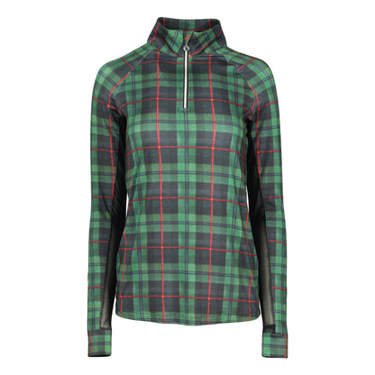 Dapplebay Holiday Plaid 1/4 Zip Light Riding Top-Green-Breeches.com