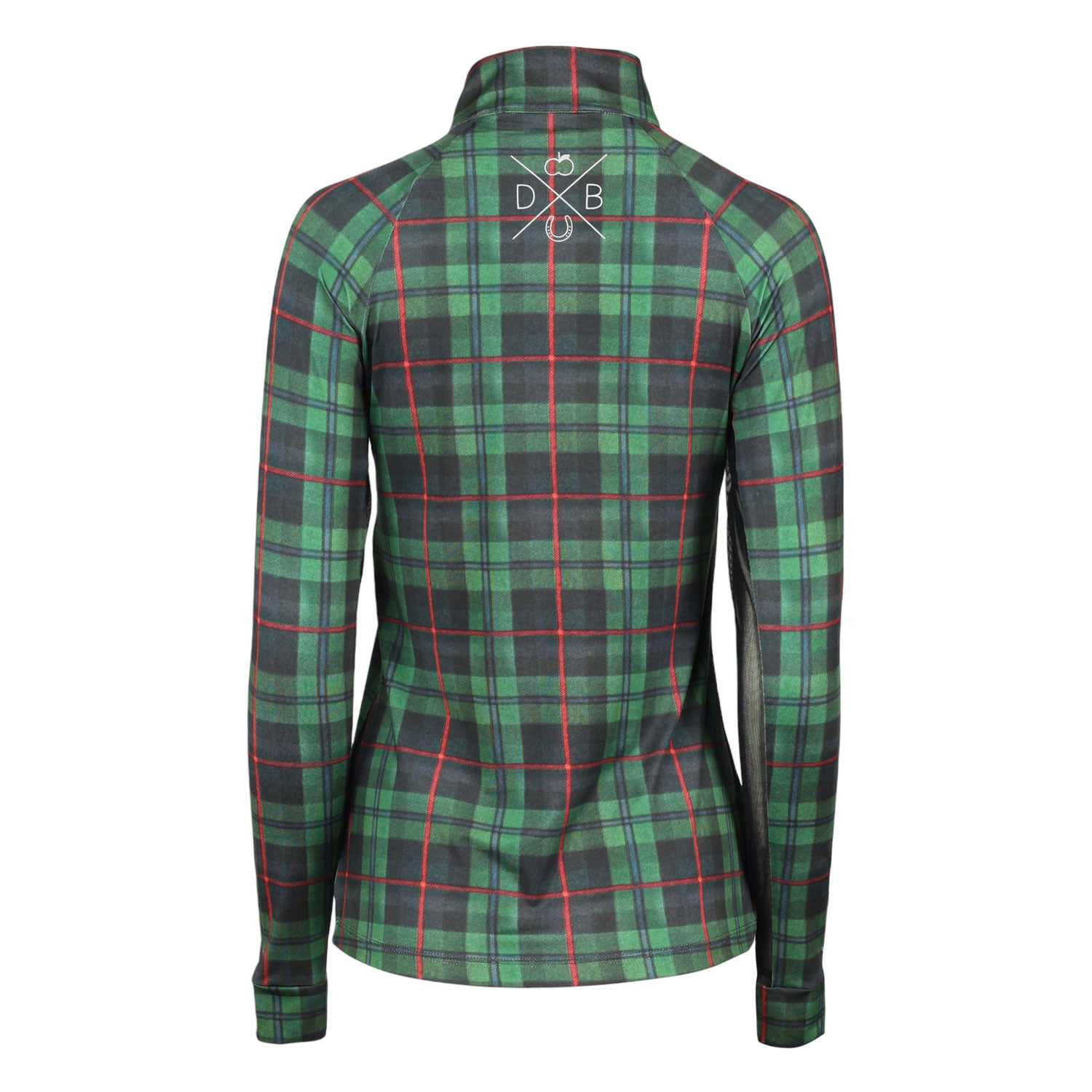 Dapplebay Holiday Plaid 1/4 Zip Light Riding Top-Green-Breeches.com