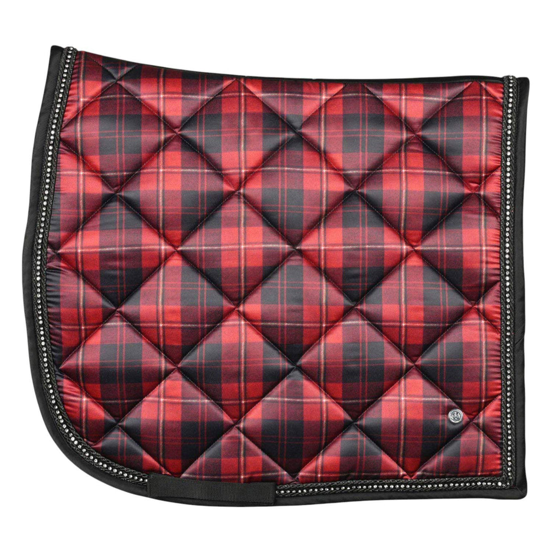 Dapplebay Holiday Plaid Dressage Saddle Pad-RED-Breeches.com