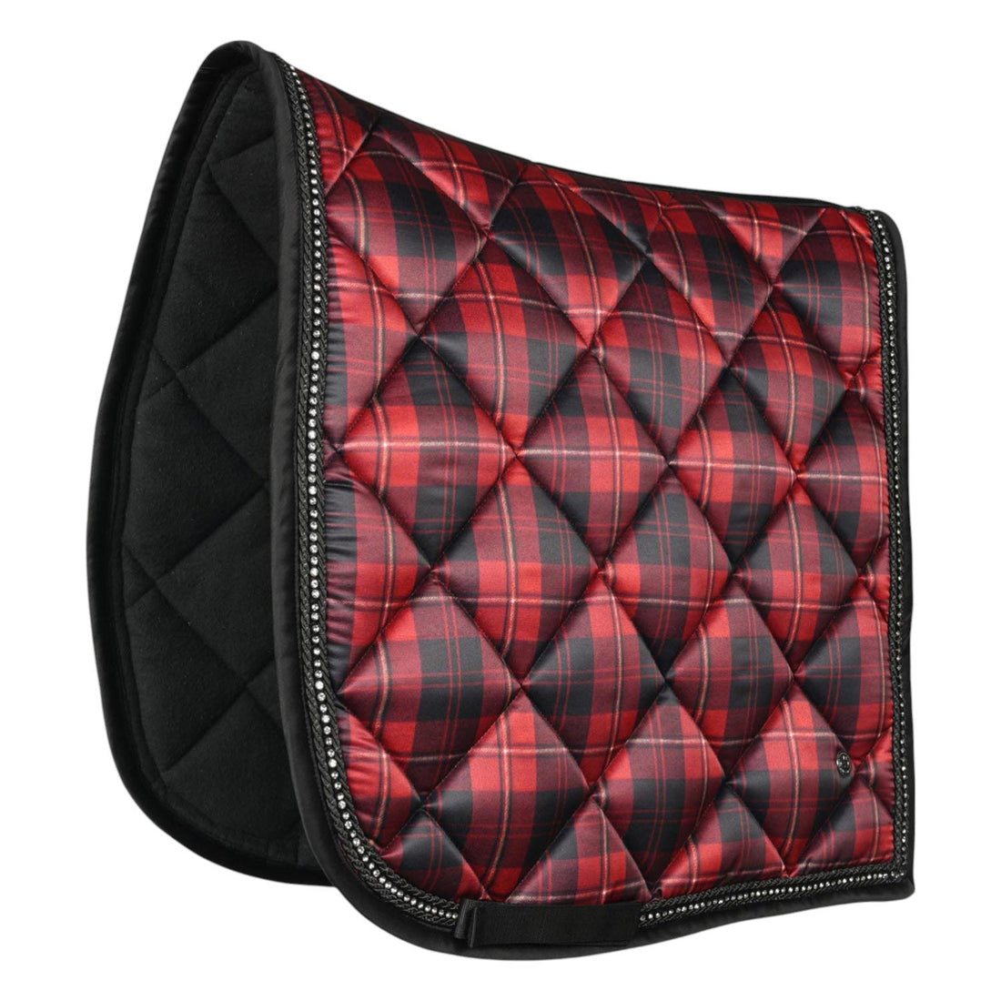 Dapplebay Holiday Plaid Dressage Saddle Pad-RED-Breeches.com