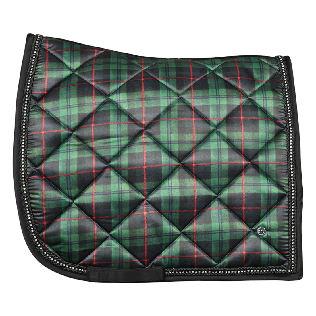 Dapplebay Holiday Plaid Dressage Saddle Pad-GREEN-Breeches.com