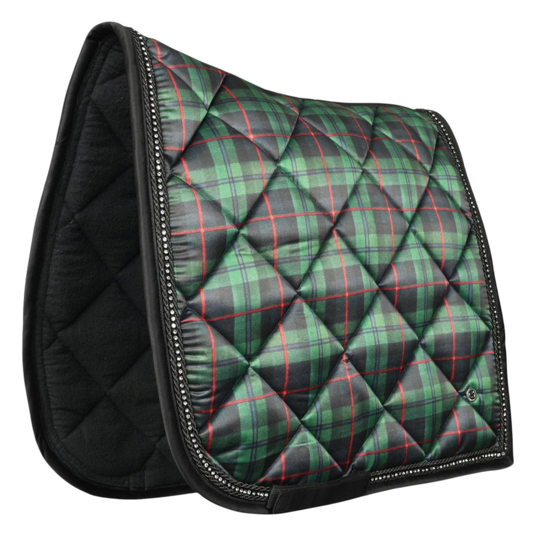 Dapplebay Holiday Plaid Dressage Saddle Pad-GREEN-Breeches.com