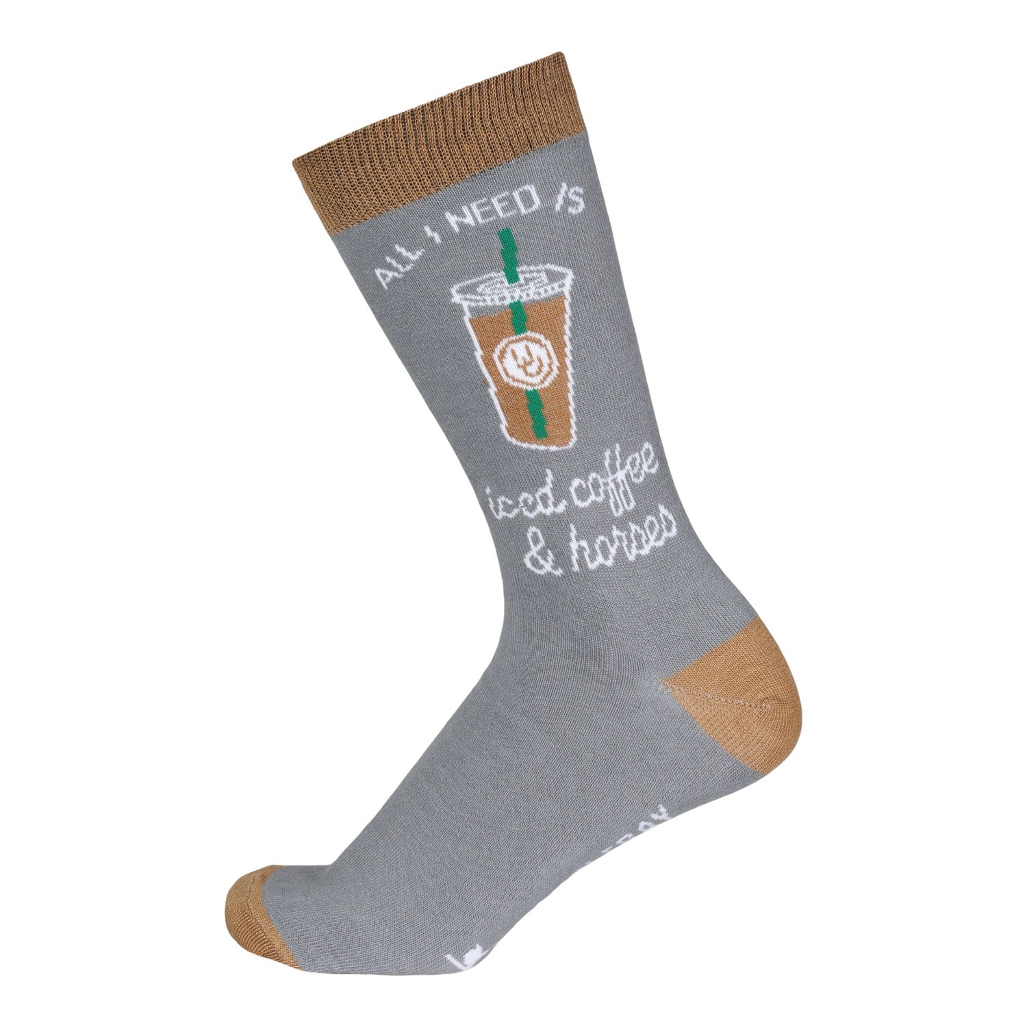 Dapplebay  Knit Crew Socks-Iced Coffee &amp; Horses