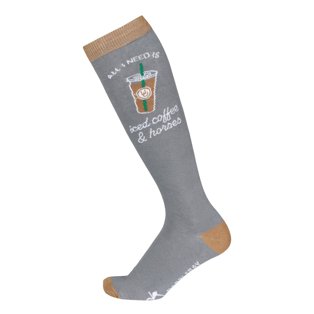 Dapplebay  Knit Boot Socks-Iced Coffee &amp; Horses