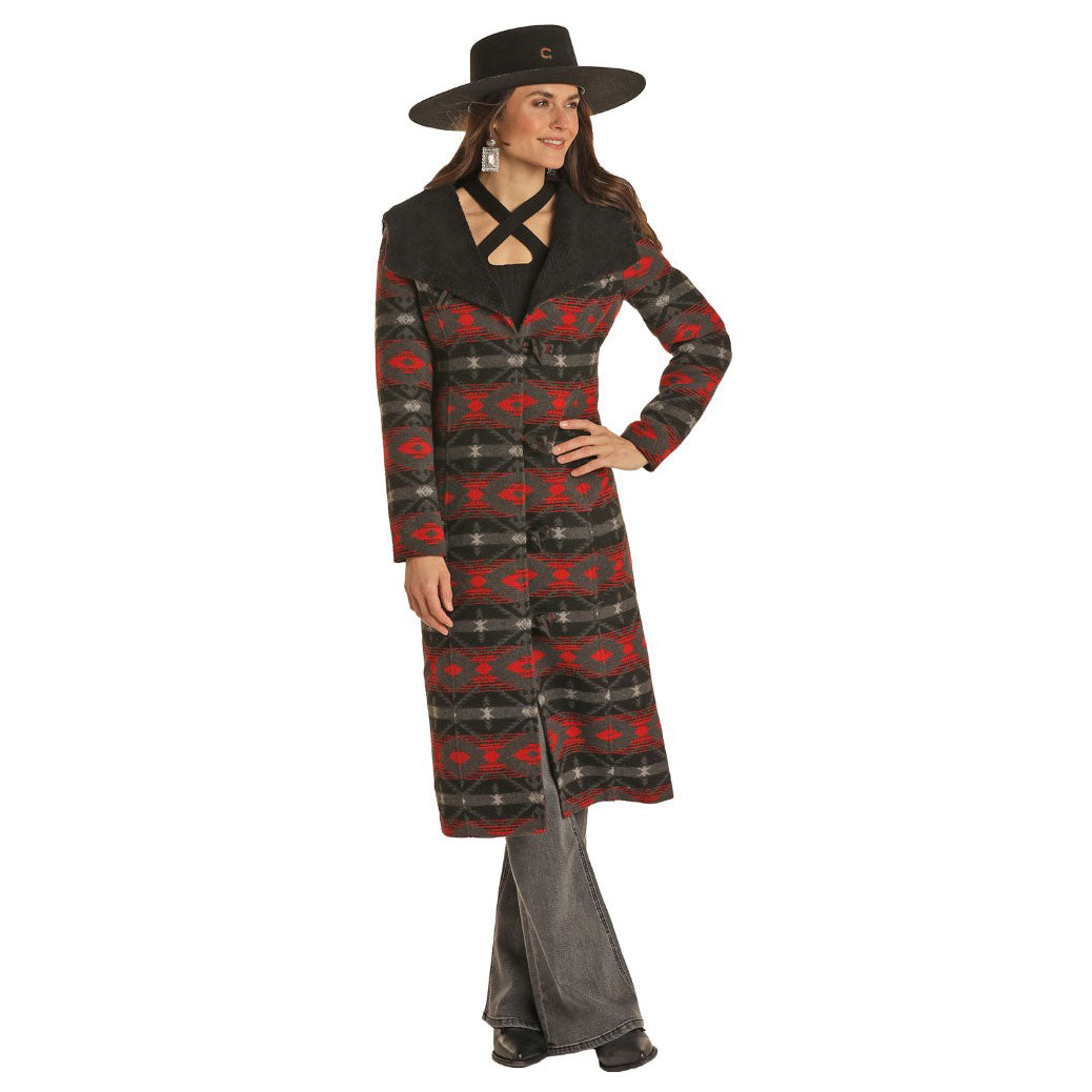 Panhandle Ladies Aztec Wool Long Coat