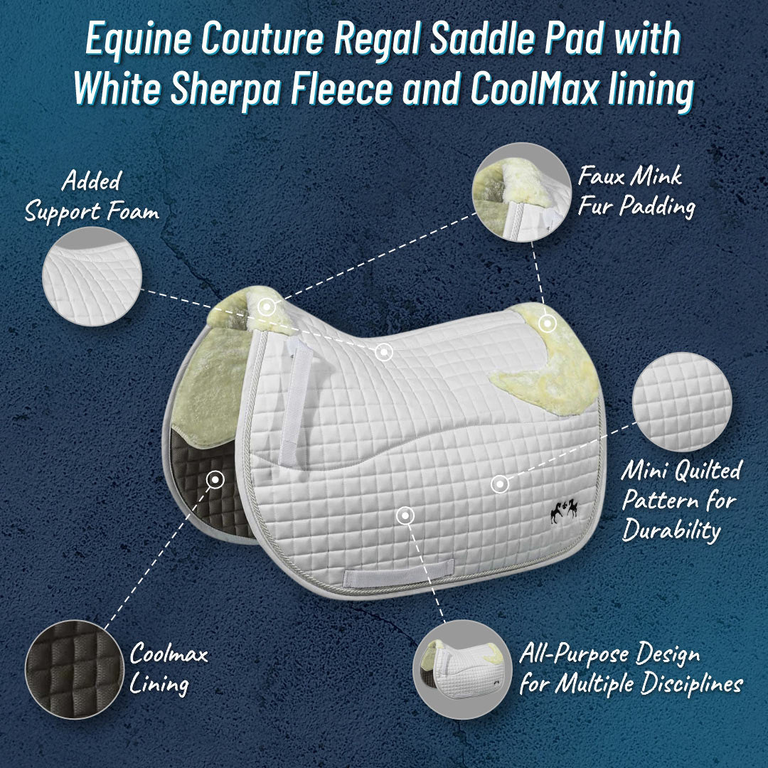 Equine Couture Regal Saddle Pad with White Sherpa Fleece and CoolMax lining