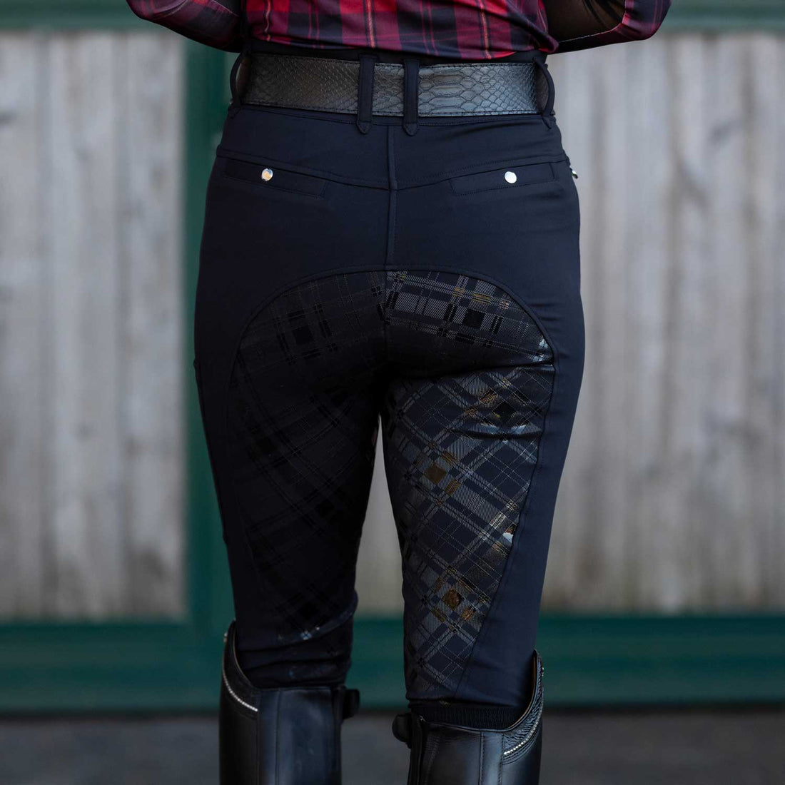 Dapplebay Holiday Plaid Compression Breeches - Black