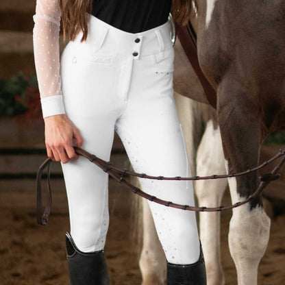 Dapplebay Shine On Compression Full Seat Show Breeches - White