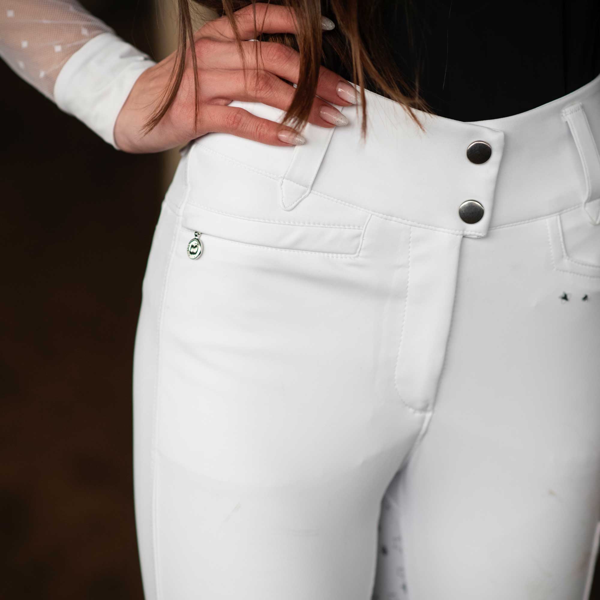 Dapplebay Shine On Compression Full Seat Show Breeches - White