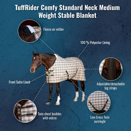 TuffRider Comfy Standard Neck Medium Weight Stable Blanket- 1200D, 200GSM