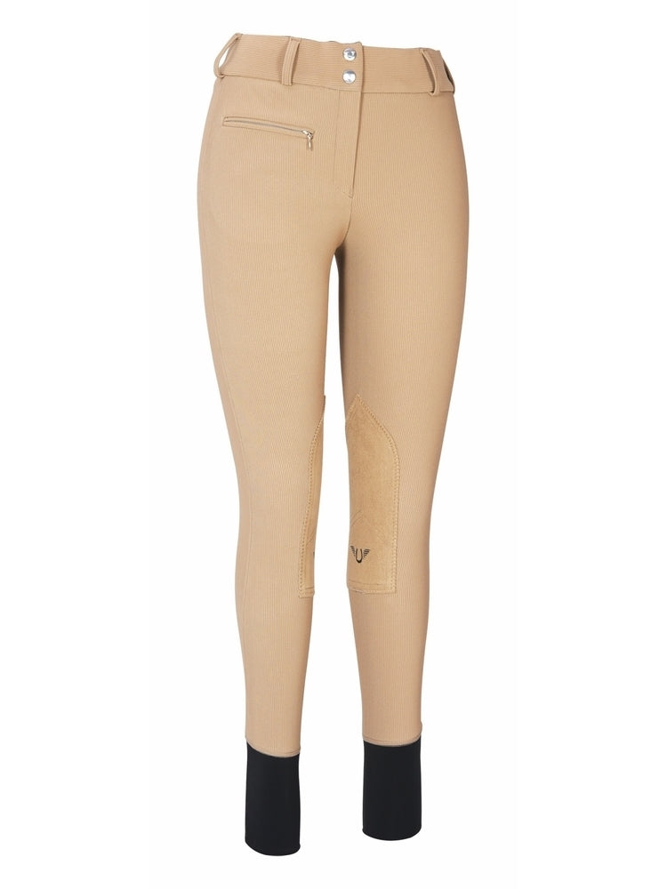 TuffRider Ladies Ribb Lowrise Wide Waistband Knee Patch Breeches_1