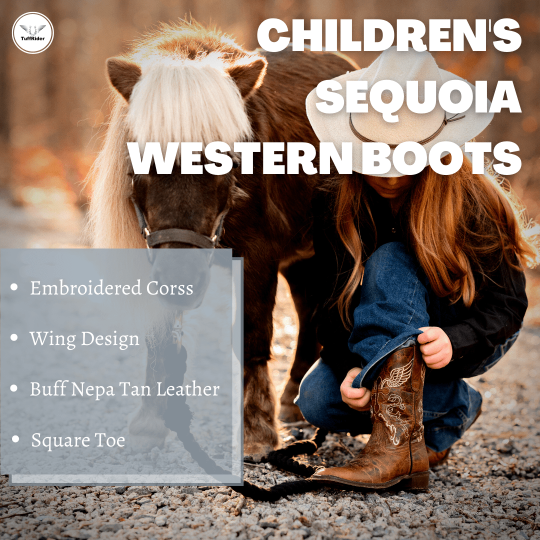 TuffRider Children Sequoia Cross &amp; Wing Embroidered Square Toe Western Boots - Breeches.com