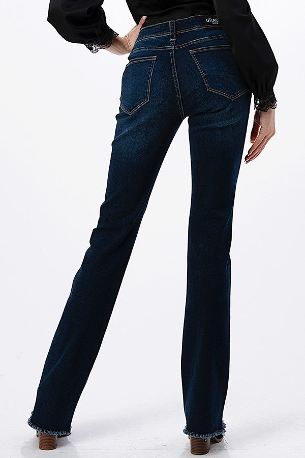 Grace in LA Frayed Hem Jean - Breeches.com