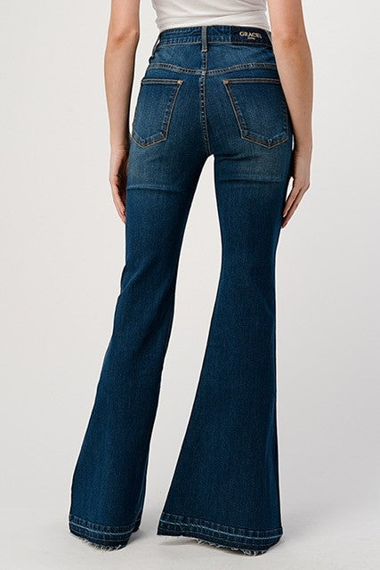 Grace in LA Ladies High Flaire Slit Jean - Breeches.com