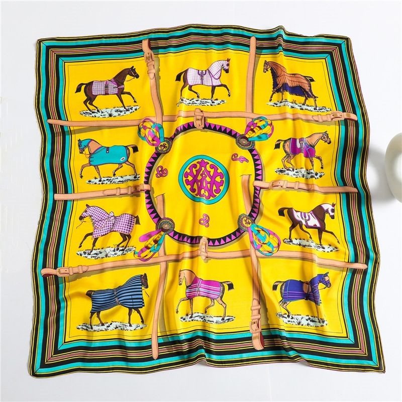 AWST International Silky Scarf, Horses in Blankets, 36 x 36
