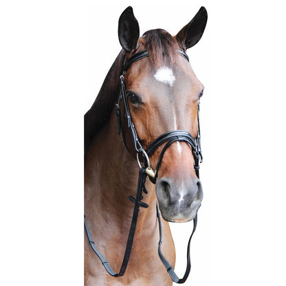 Henri de Rivel Pro Piaffe Mono Crown Bridle with Flash Noseband with Patent Leather and webbed rubber reins with leather stops_6