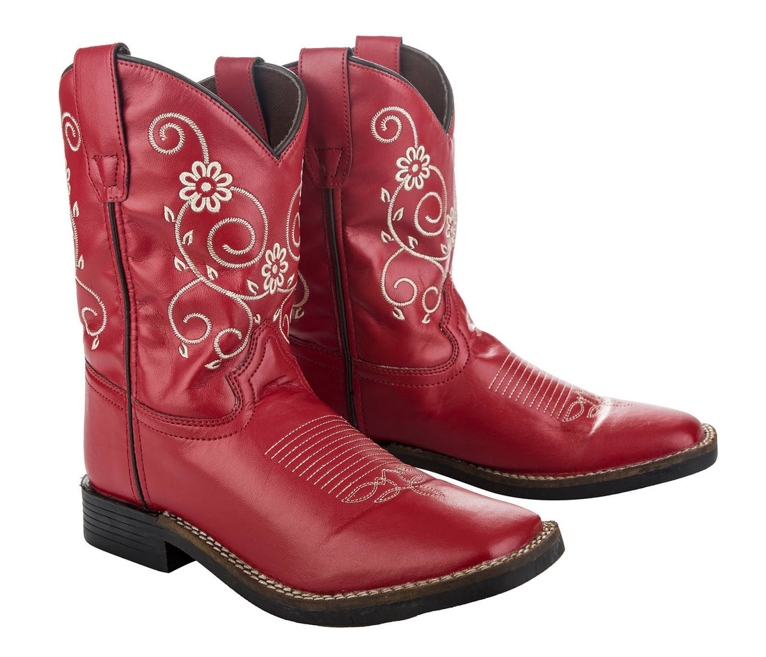 TuffRider Youth Fire Red Floral Western Boot - Breeches.com